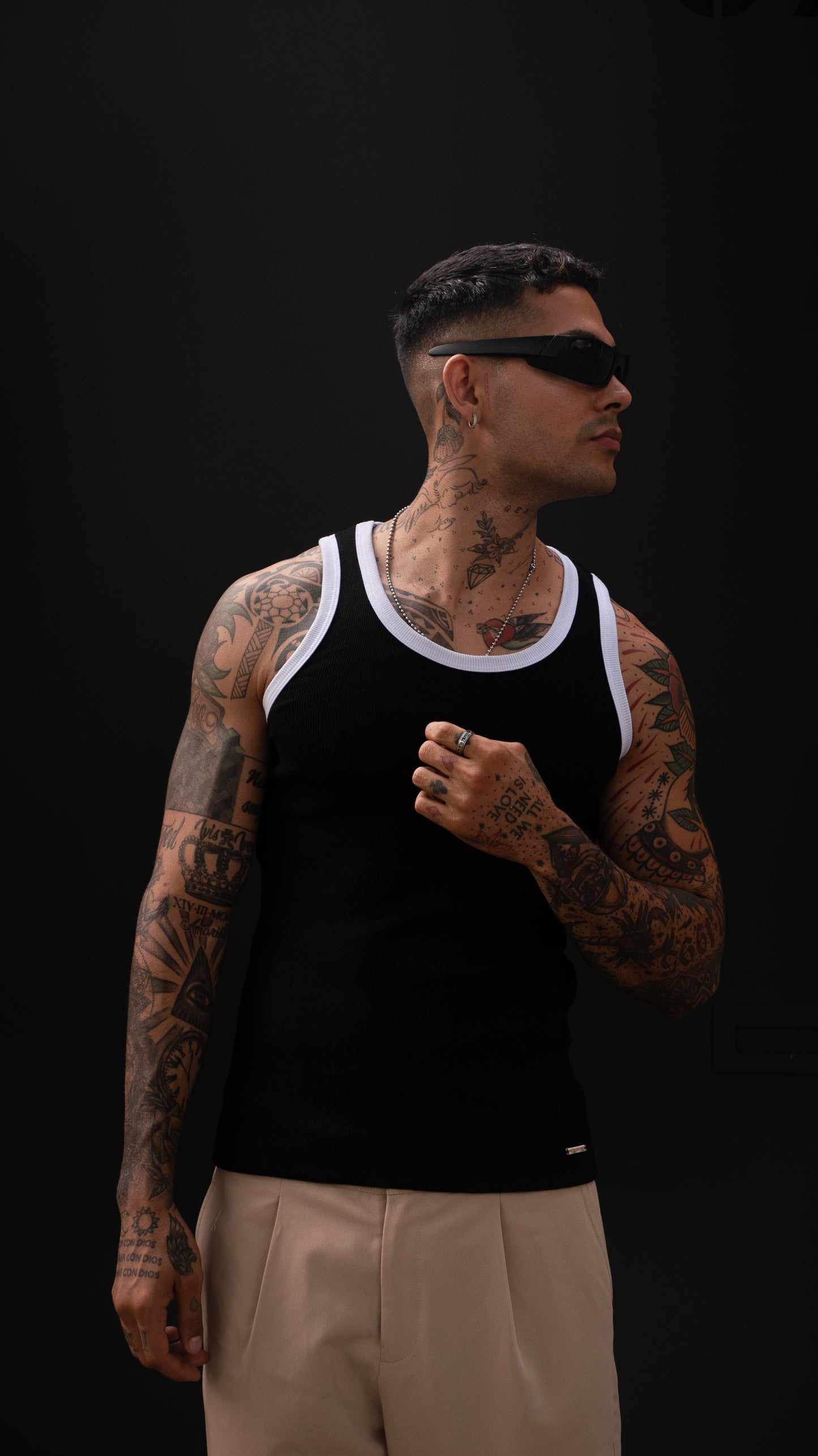Tank Top - Black with White trim