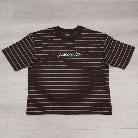 BROWN POLO SHIRT WITH OCHER LINES
